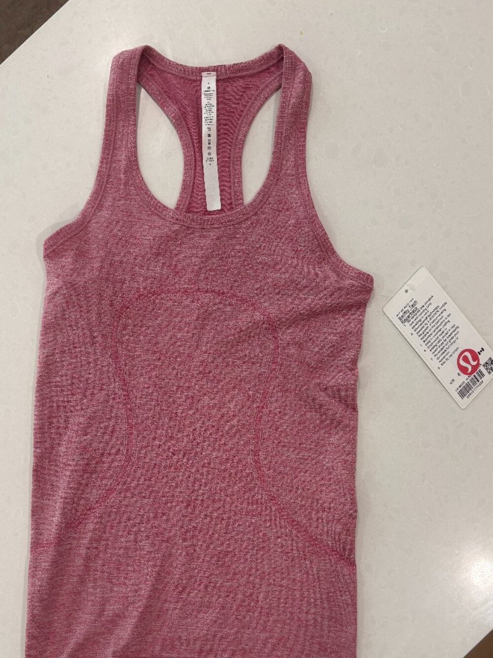 NWT Lululemon Cool Racerback Tank – Pink Heathered with a bit of sparkle– Size 6